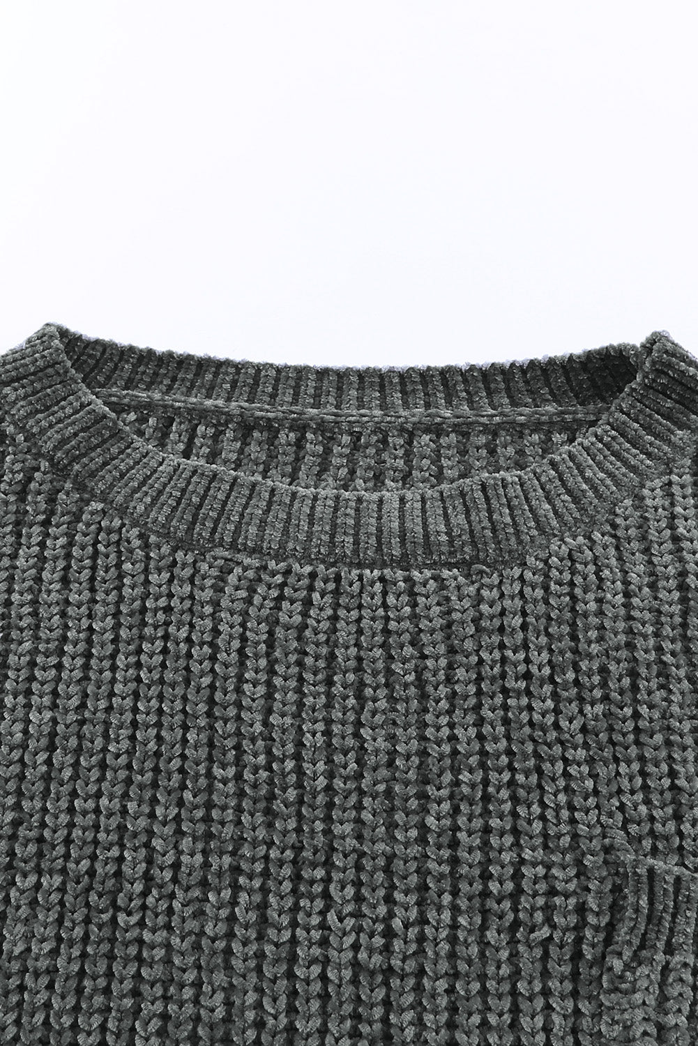 Devan Distressed Round Neck Drop Shoulder Sweater