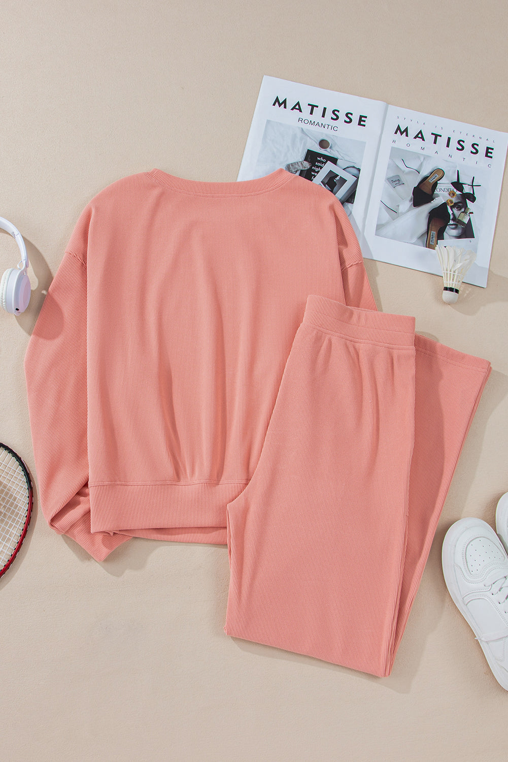 Lana Round Neck Long Sleeve Top and Pants Set