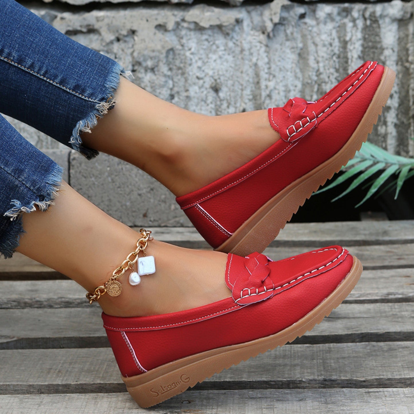 Morgan Weave Wedge Heeled Loafers