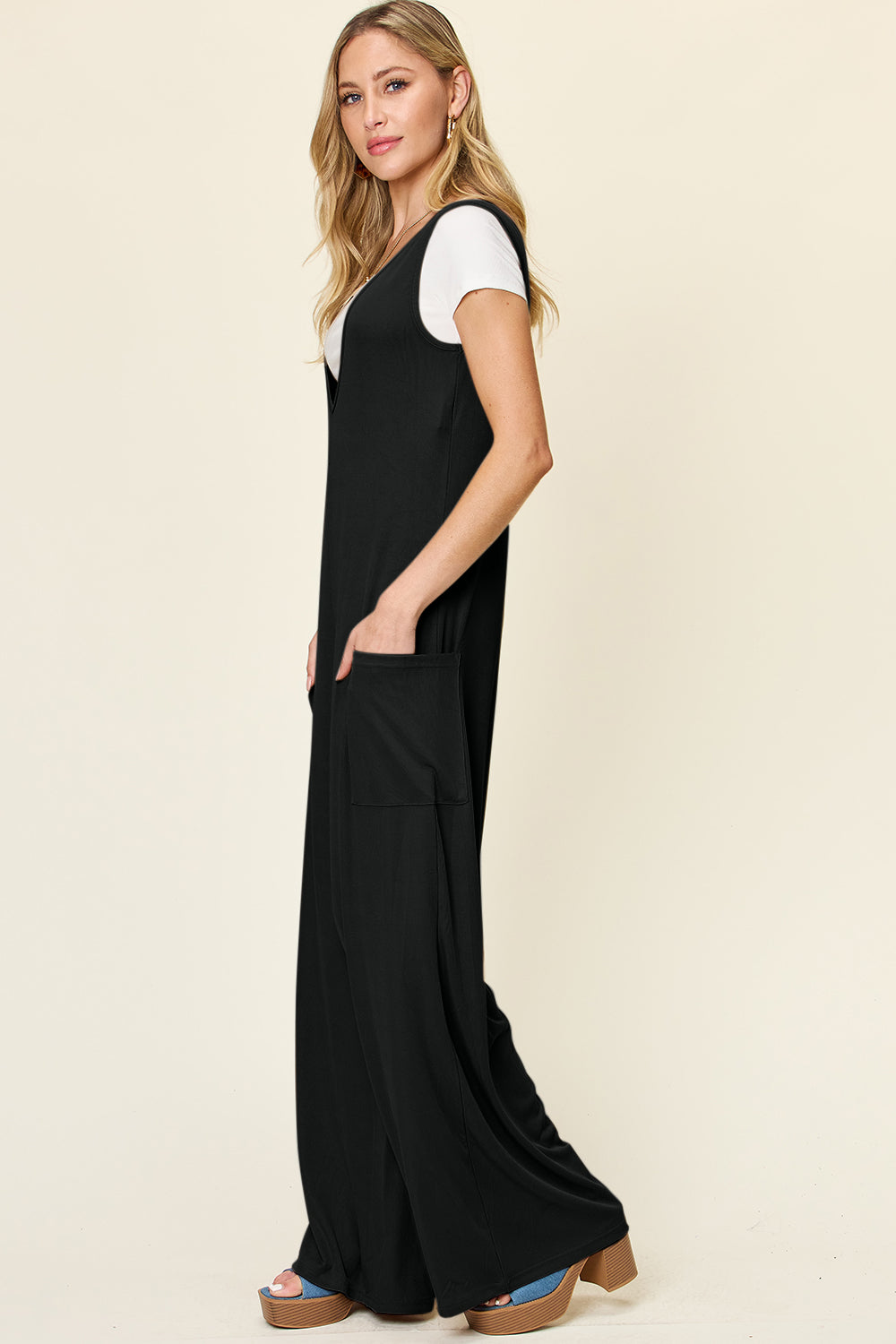 Aspen Sleeveless Wide Leg Jumpsuit with Pockets