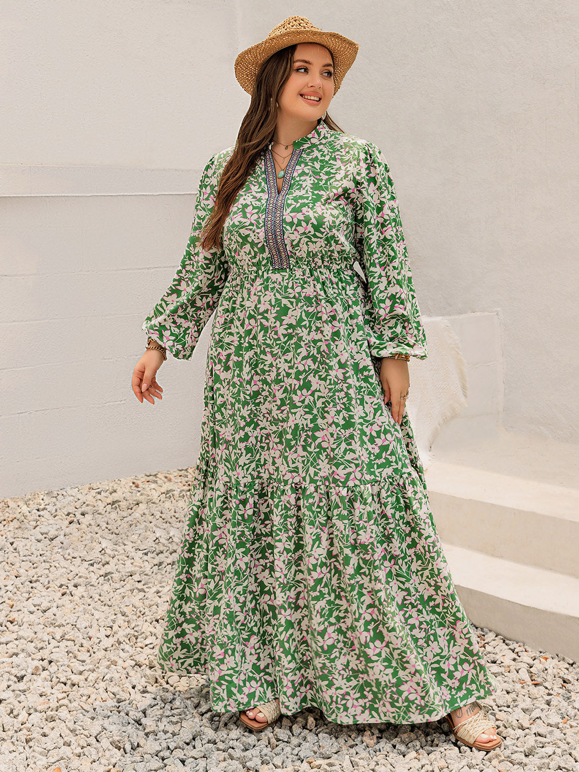 Scarlett Notched Long Sleeve Maxi Dress