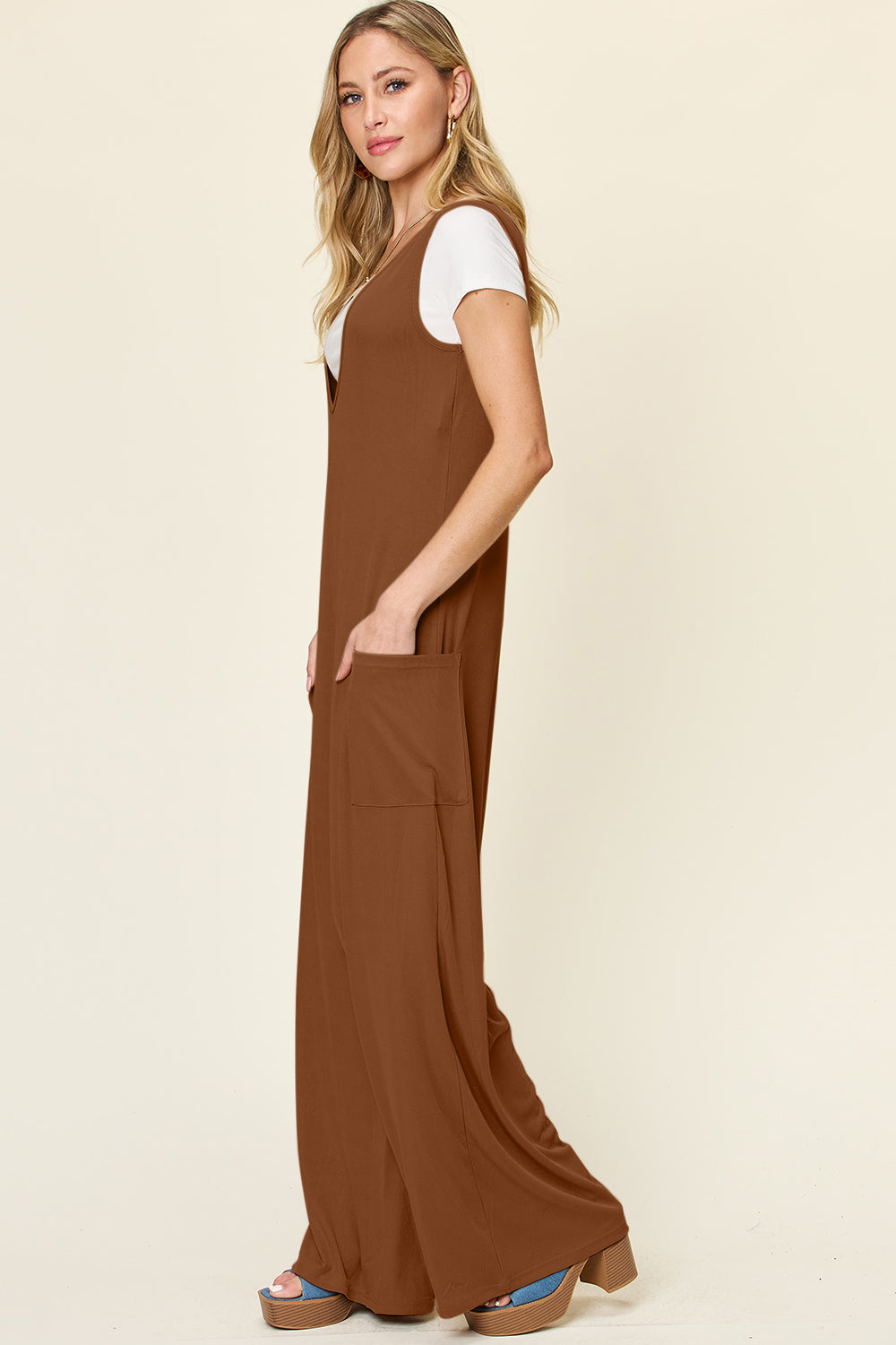 Aspen Sleeveless Wide Leg Jumpsuit with Pockets