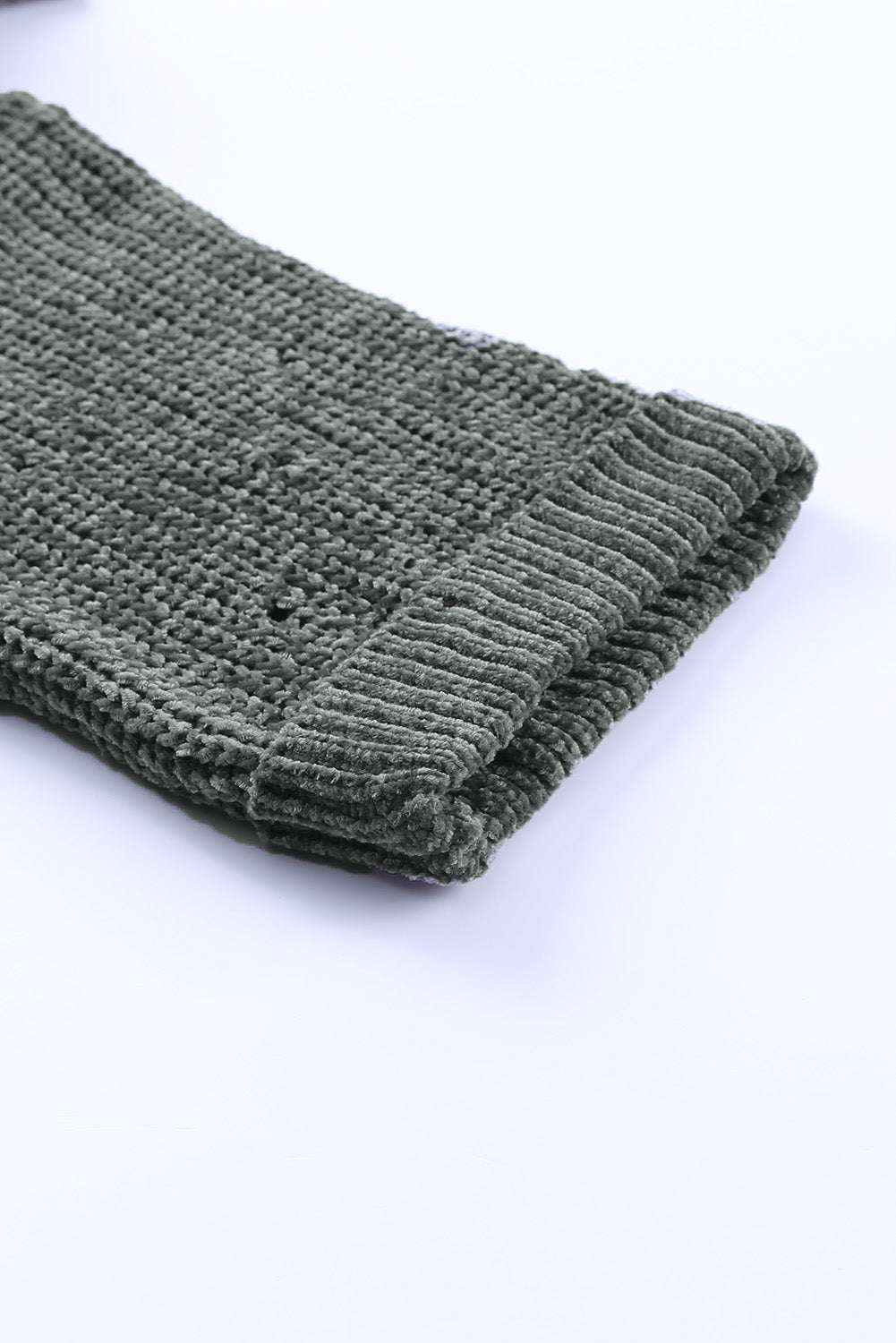Devan Distressed Round Neck Drop Shoulder Sweater