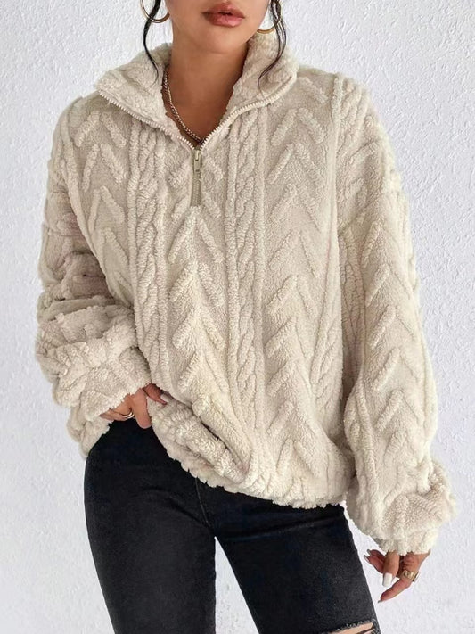Kennedy Fuzzy Quarter Zip Long Sleeve Sweatshirt
