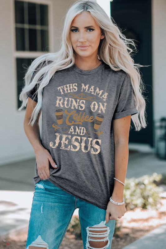 Taryn Coffee & Jesus Graphic Round Neck Tee