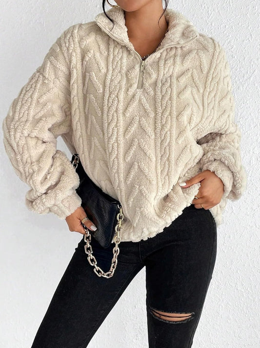 Kennedy Fuzzy Quarter Zip Long Sleeve Sweatshirt