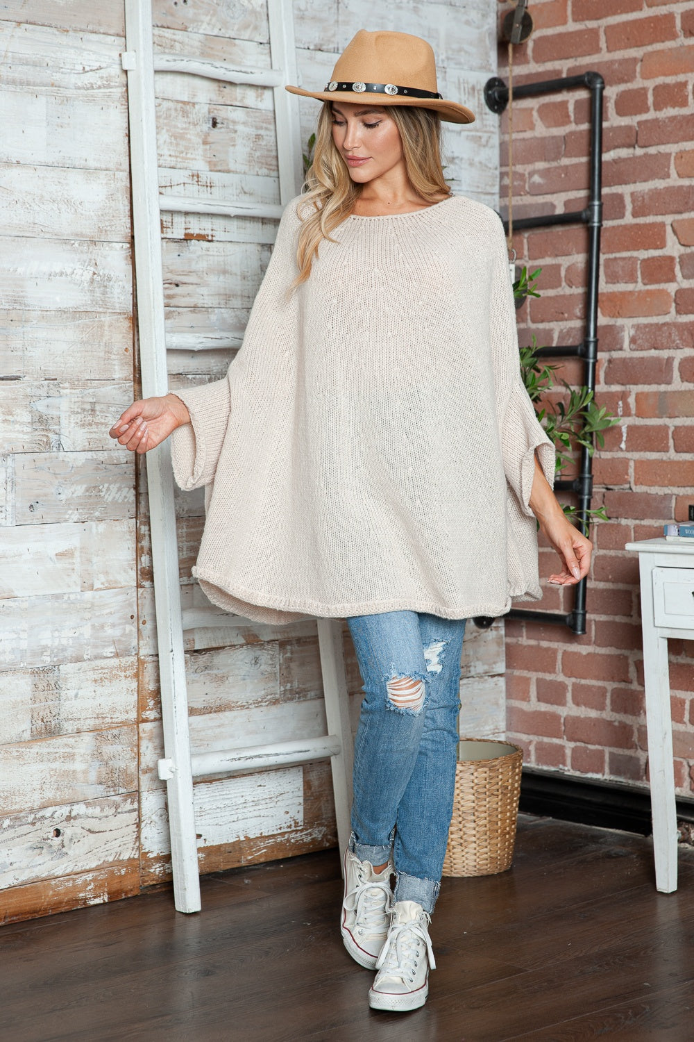 Stella Round Neck Batwing Sleeve Sweater