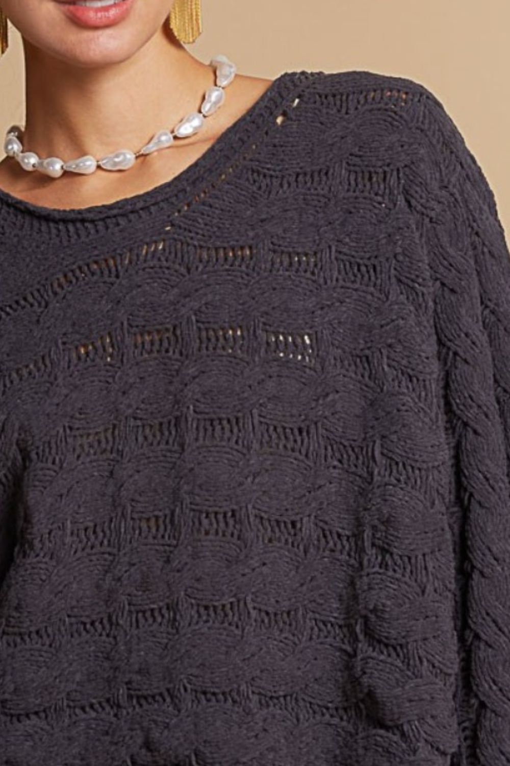 Jade Round Neck Cable Knit Cropped Sweater