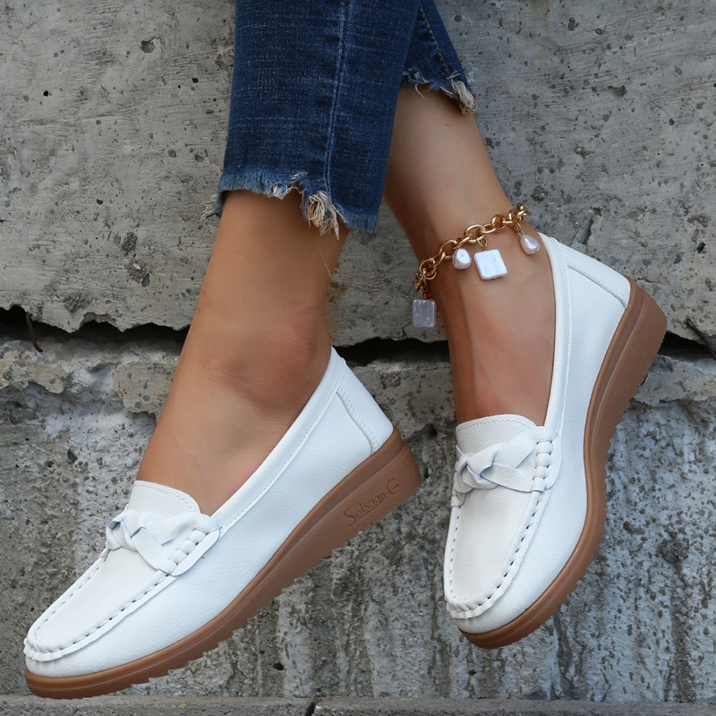 Morgan Weave Wedge Heeled Loafers