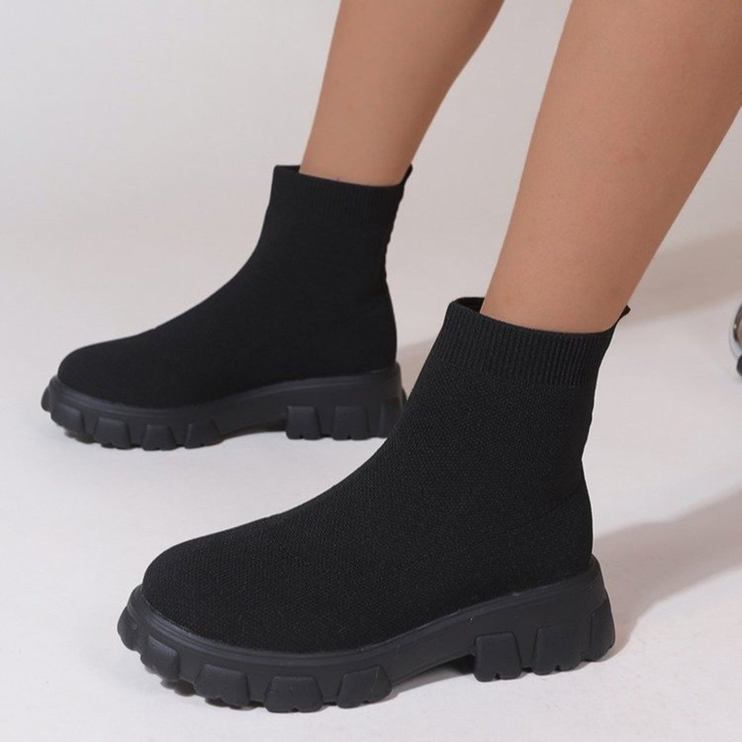 Michelle Mesh Round Toe Platform Boots