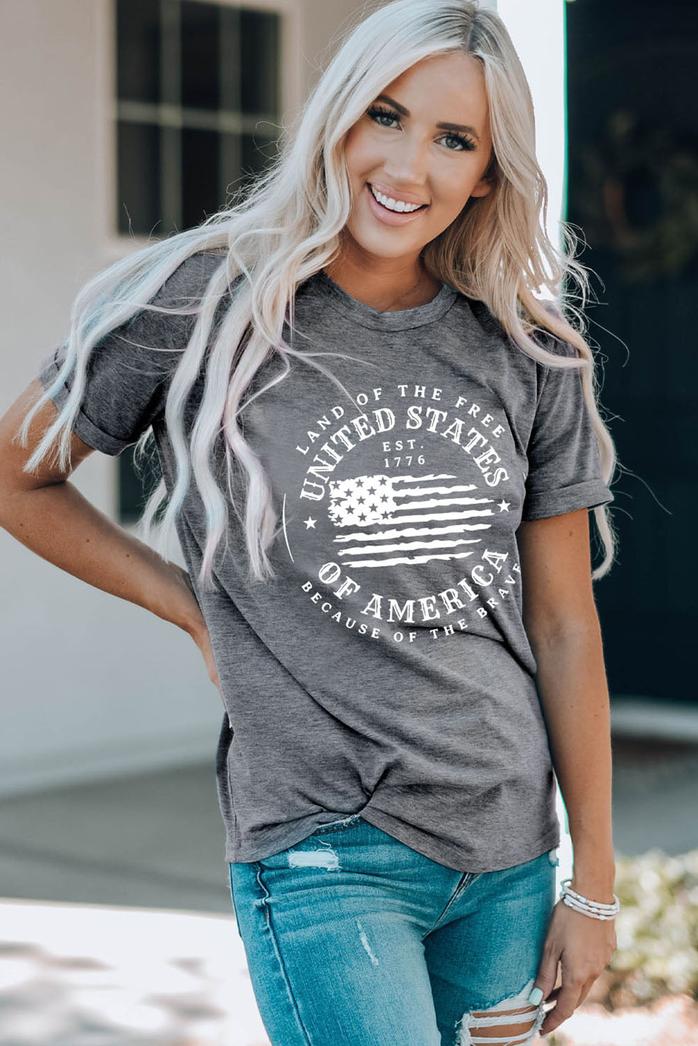 Jackie US Flag Graphic Short Sleeve Tee
