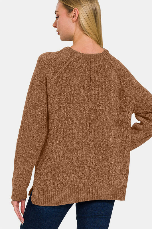 Karli Side Slit Raglan Sleeve Sweater