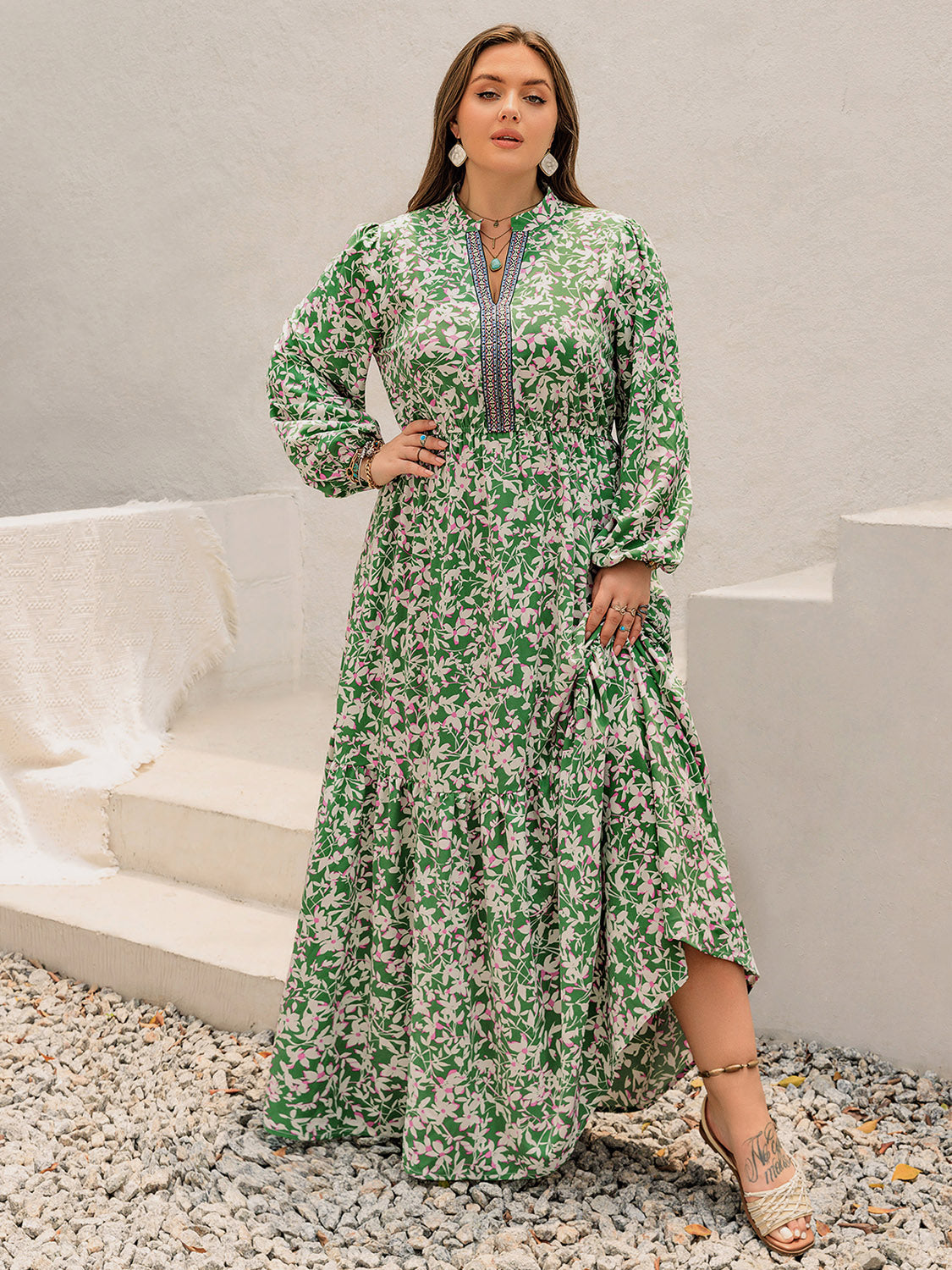 Scarlett Notched Long Sleeve Maxi Dress