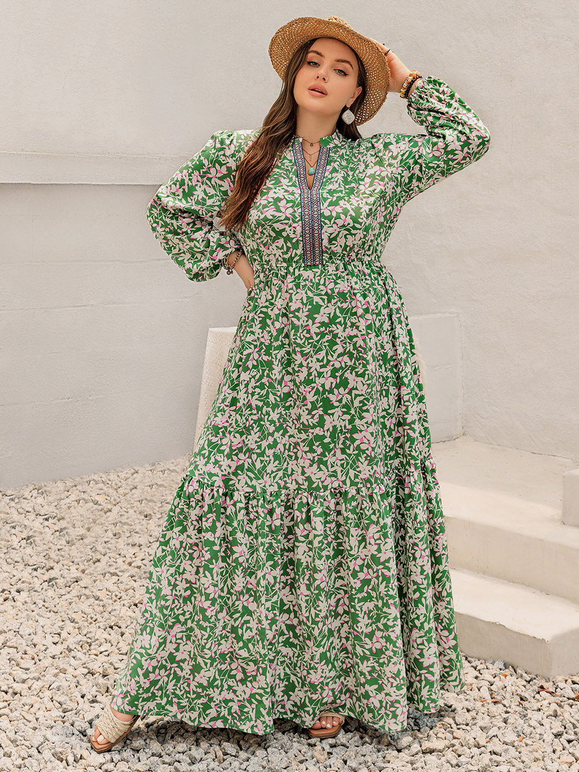 Scarlett Notched Long Sleeve Maxi Dress