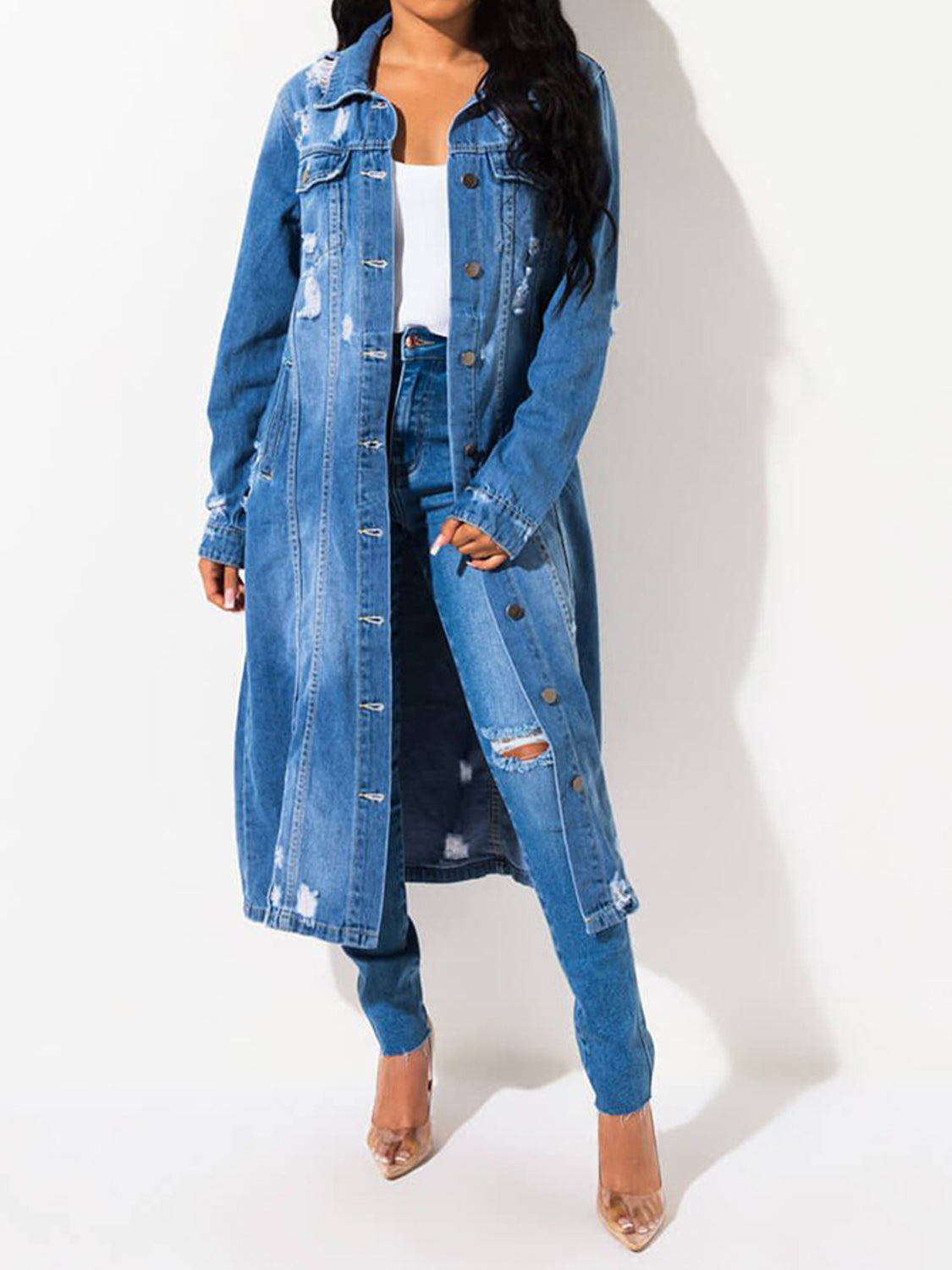 Finley Long Sleeve Raw Hem Denim Jacket