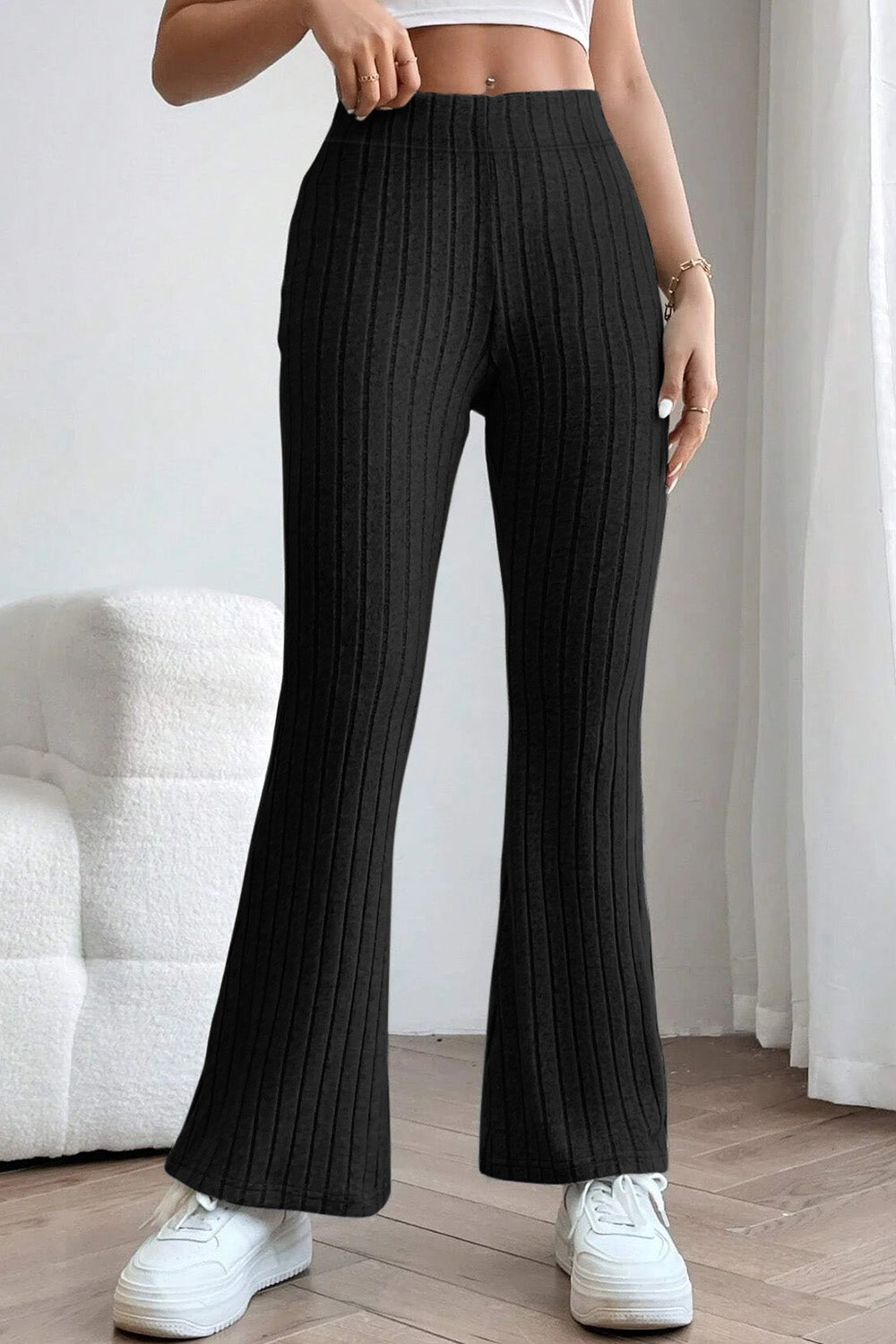 Niki Ribbed High Waist Flare Pants