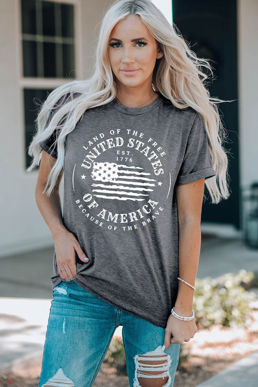 Jackie US Flag Graphic Short Sleeve Tee