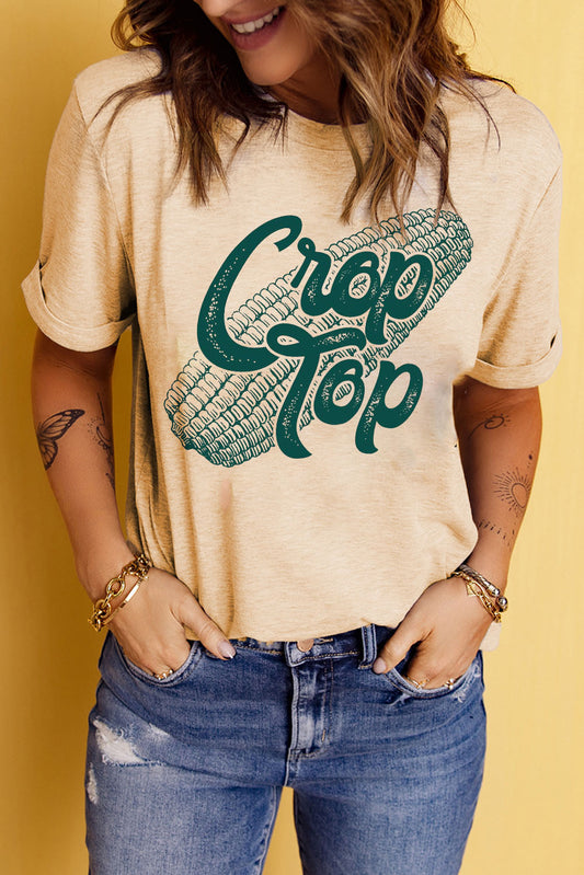 Christie Corn Letter Graphic Cuffed Tee