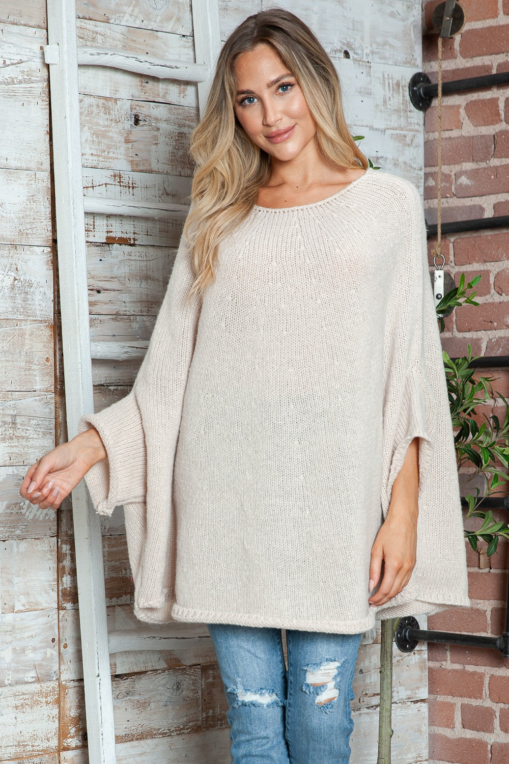 Stella Round Neck Batwing Sleeve Sweater