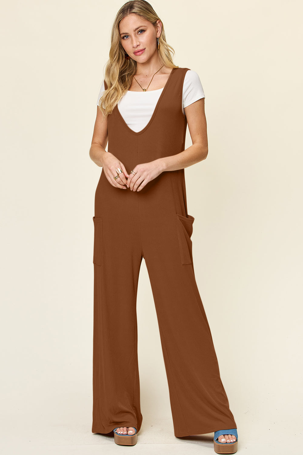 Aspen Sleeveless Wide Leg Jumpsuit with Pockets
