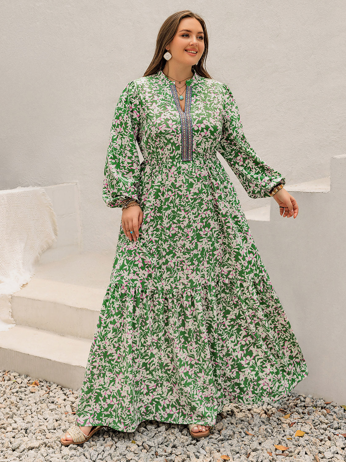 Scarlett Notched Long Sleeve Maxi Dress
