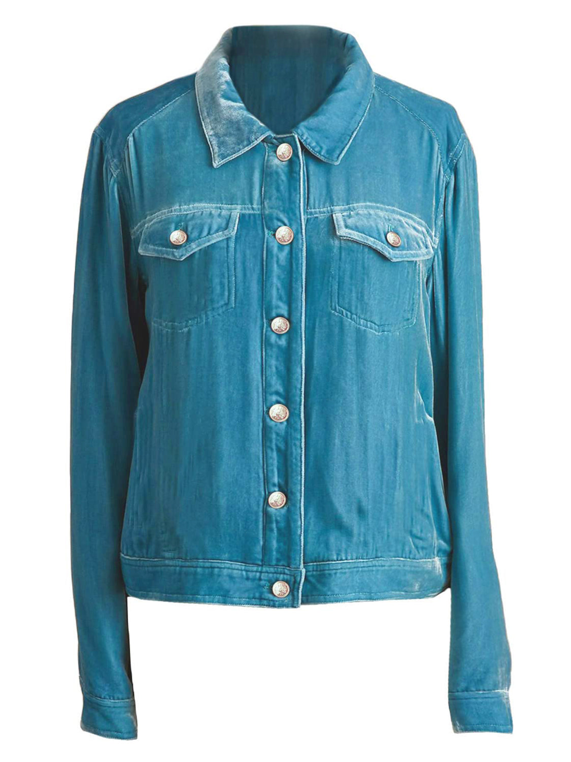 Macie Button Up Long Sleeve Jacket with Chest Pockets