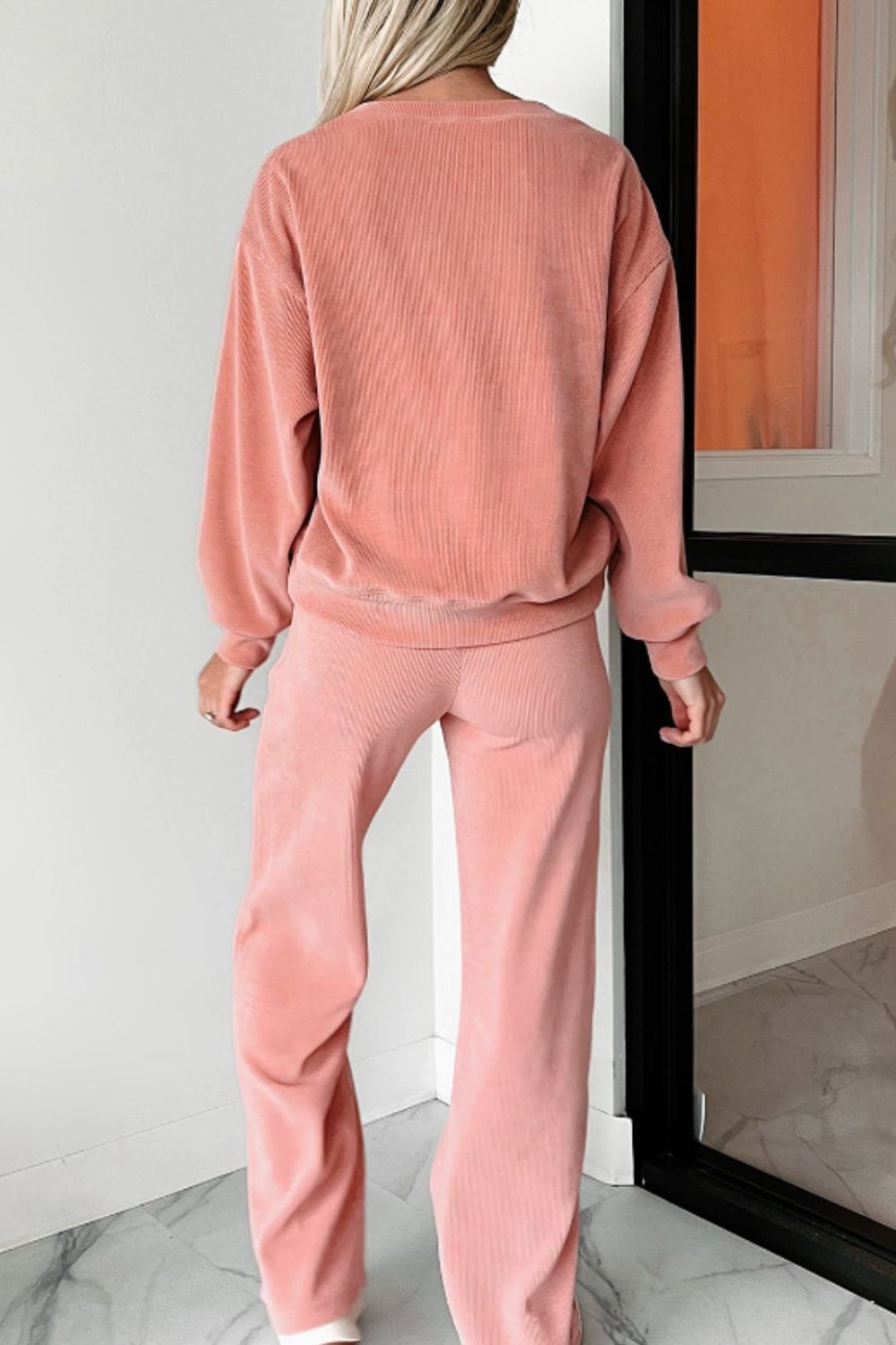 Lana Round Neck Long Sleeve Top and Pants Set