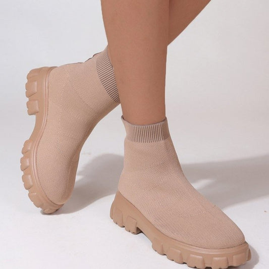 Michelle Mesh Round Toe Platform Boots