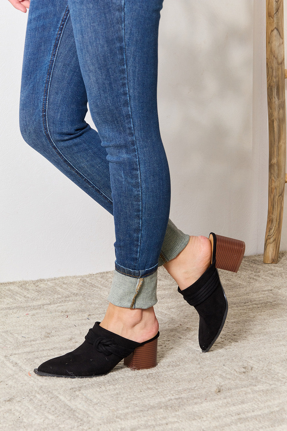 Corp Pointed-Toe Braided Trim Mules