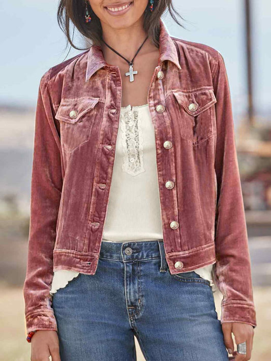 Macie Button Up Long Sleeve Jacket with Chest Pockets