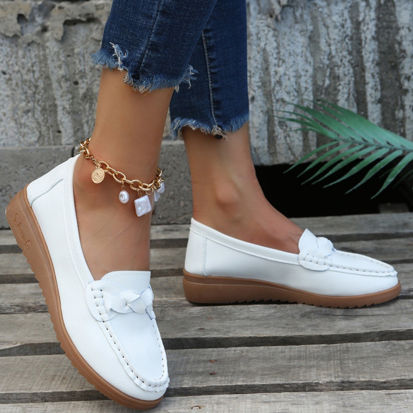 Morgan Weave Wedge Heeled Loafers