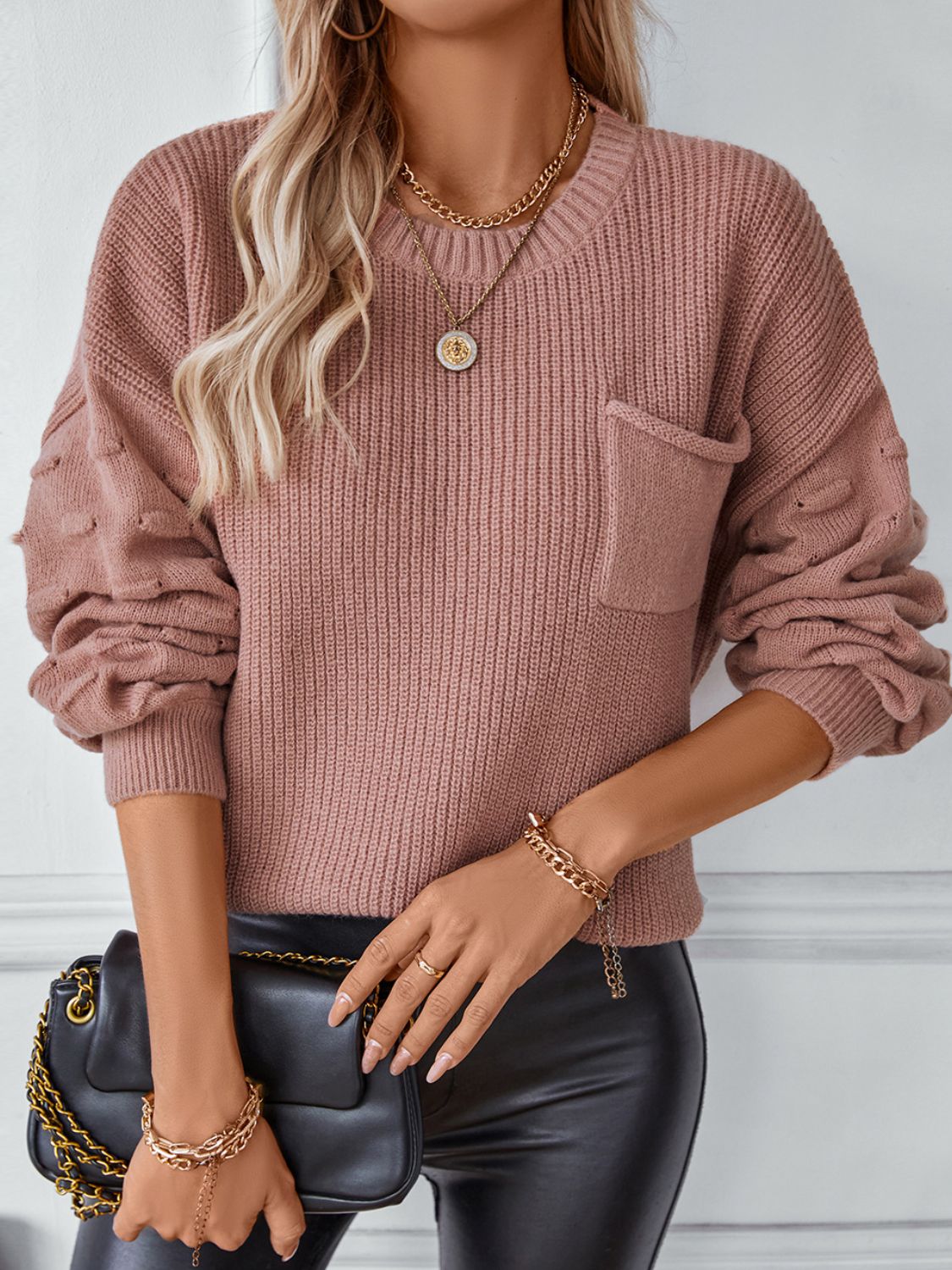 Everly Round Neck Drop Shoulder Sweater
