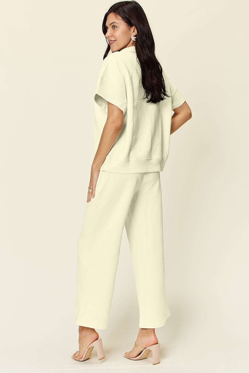 Palmer Texture Half Zip Short Sleeve Top and Pants Set