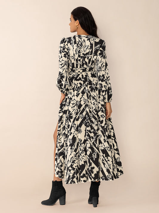 Tavi V-Neck Long Sleeve Midi Dress