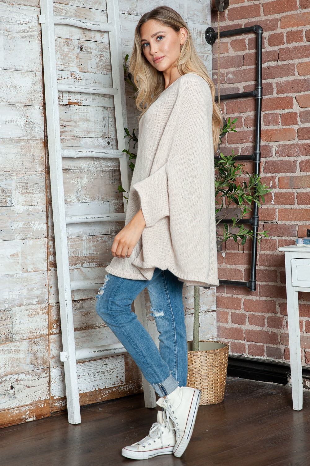 Stella Round Neck Batwing Sleeve Sweater