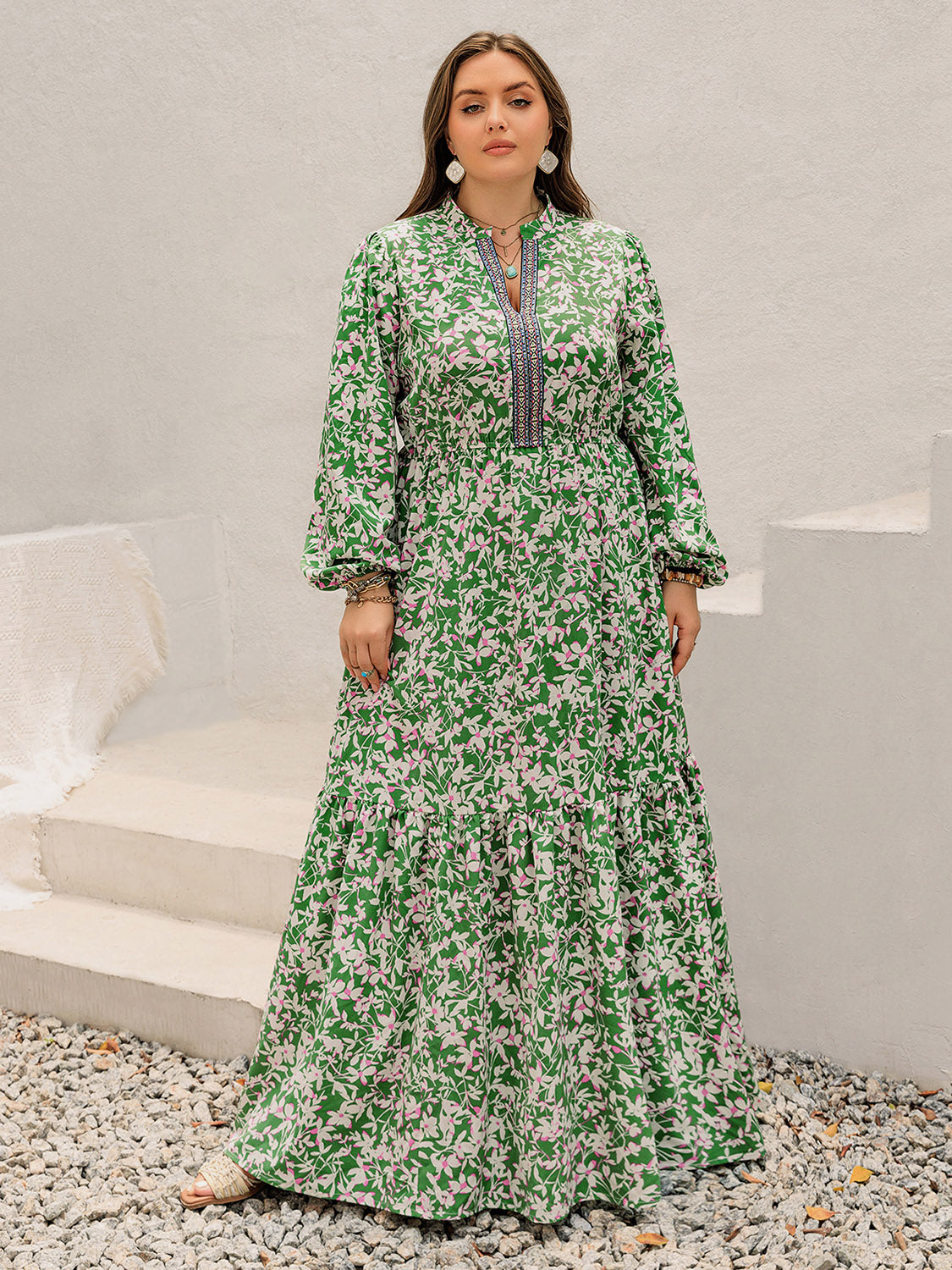 Scarlett Notched Long Sleeve Maxi Dress