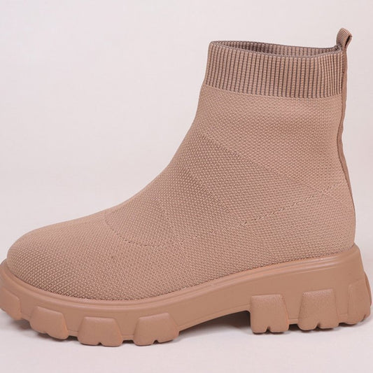 Michelle Mesh Round Toe Platform Boots