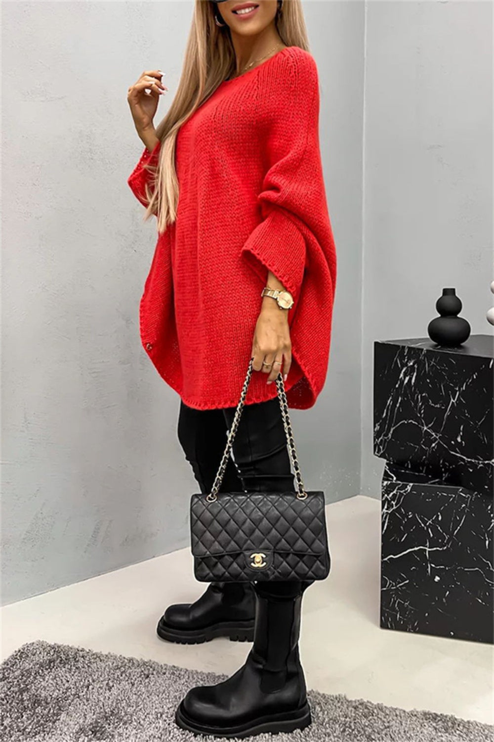 Stella Round Neck Batwing Sleeve Sweater