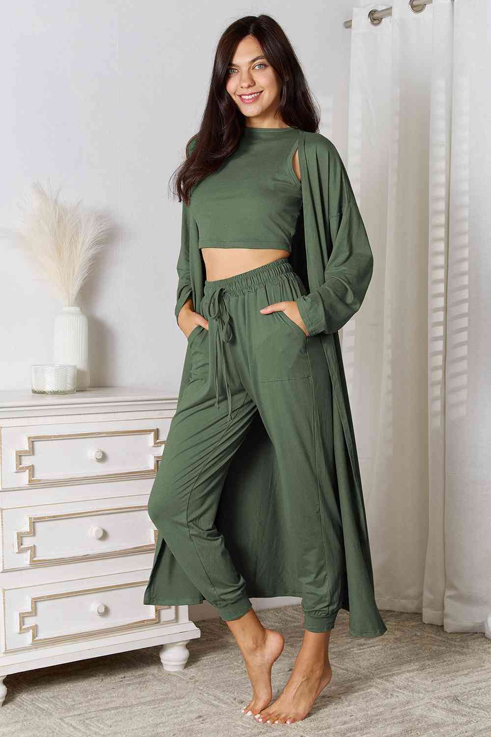 Savannah Tank, Pants, Cardigan Set