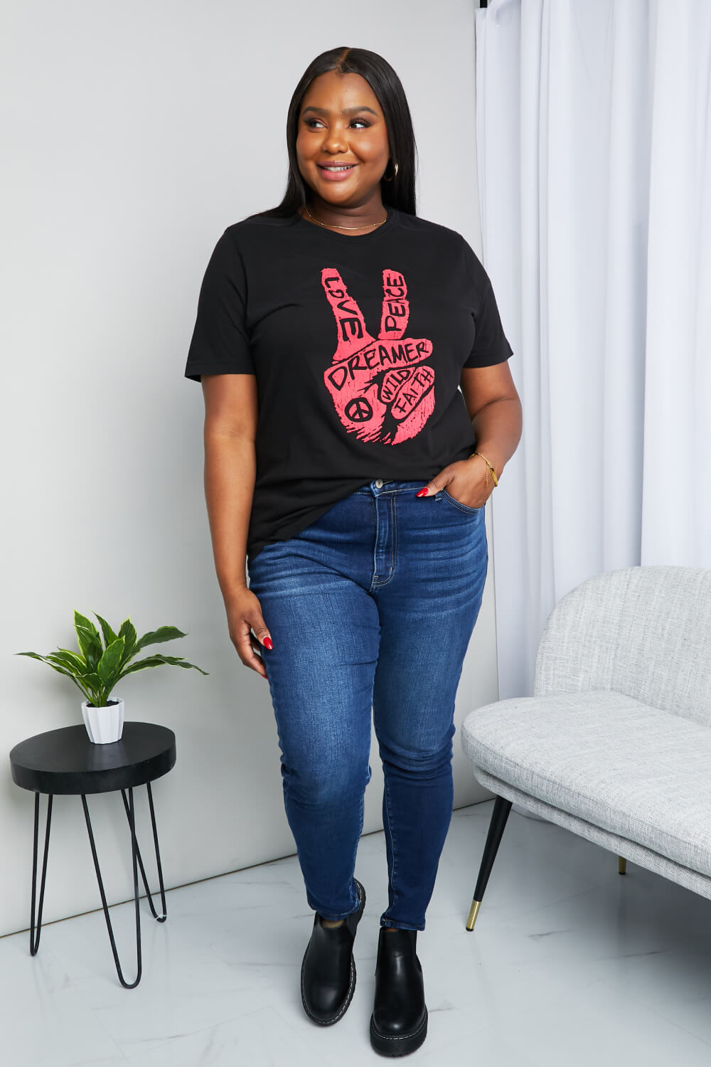Love Peace Graphic Tunic T-Shirt