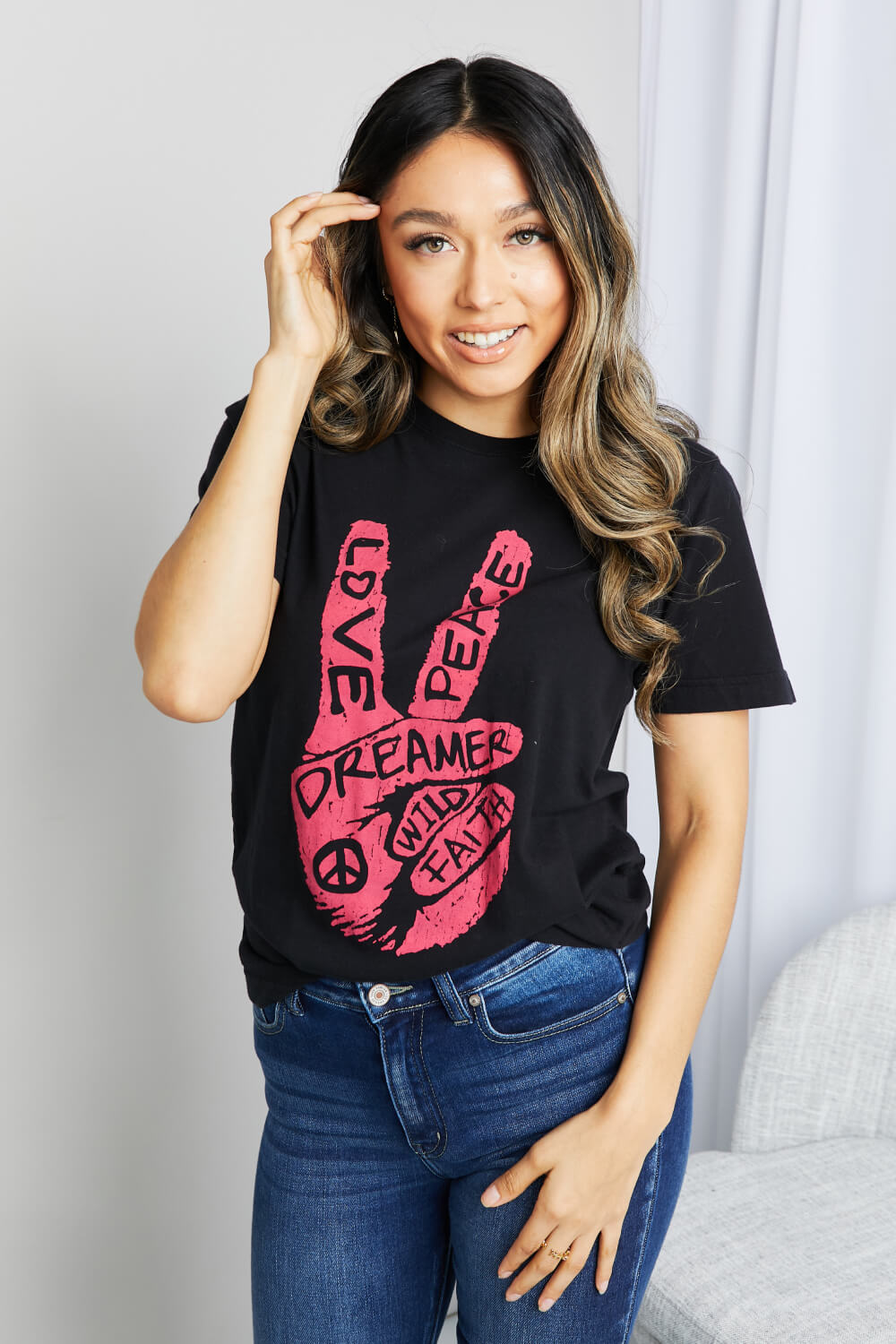 Love Peace Graphic Tunic T-Shirt