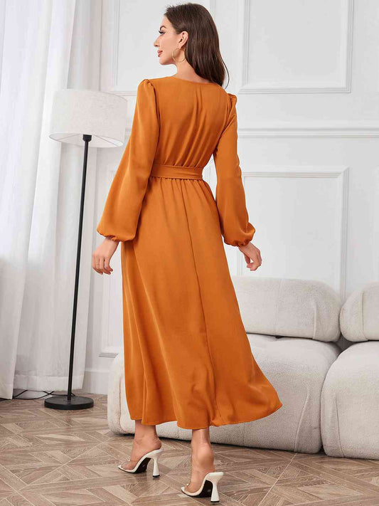 Brielle Tie Waist Puff Sleeve Maxi Dress