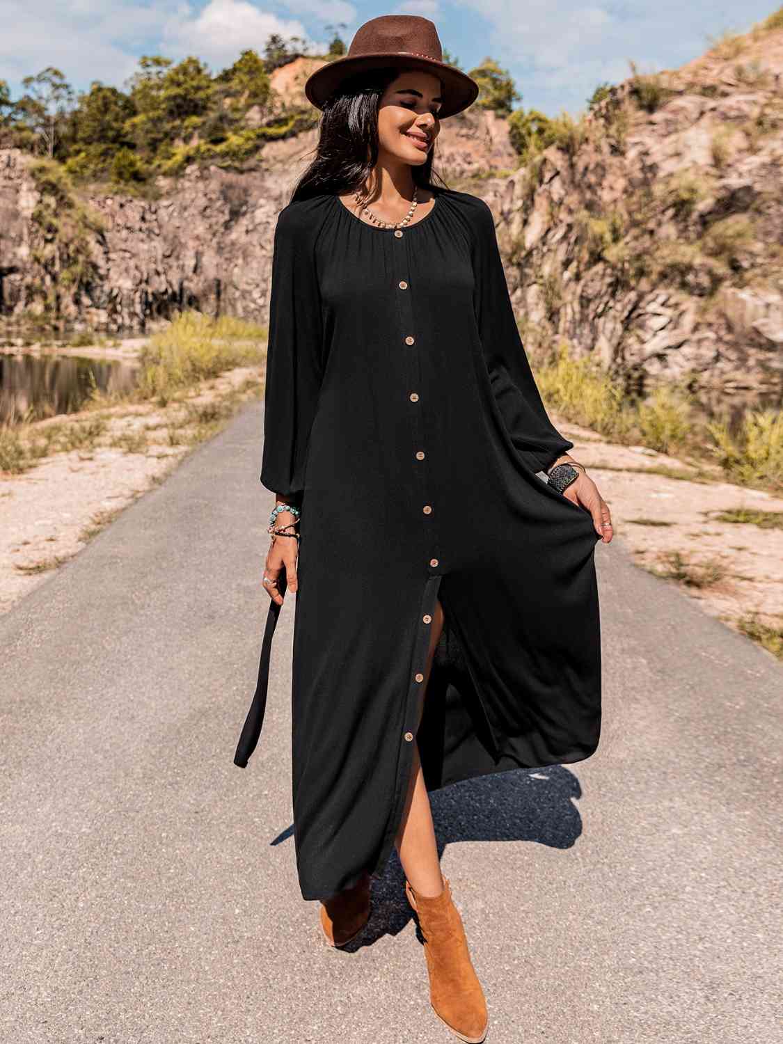 Ava Long Sleeve Round Neck Dress