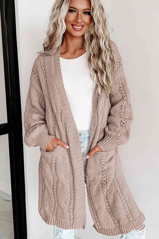 Cora Cable-Knit Dropped Shoulder Cardigan