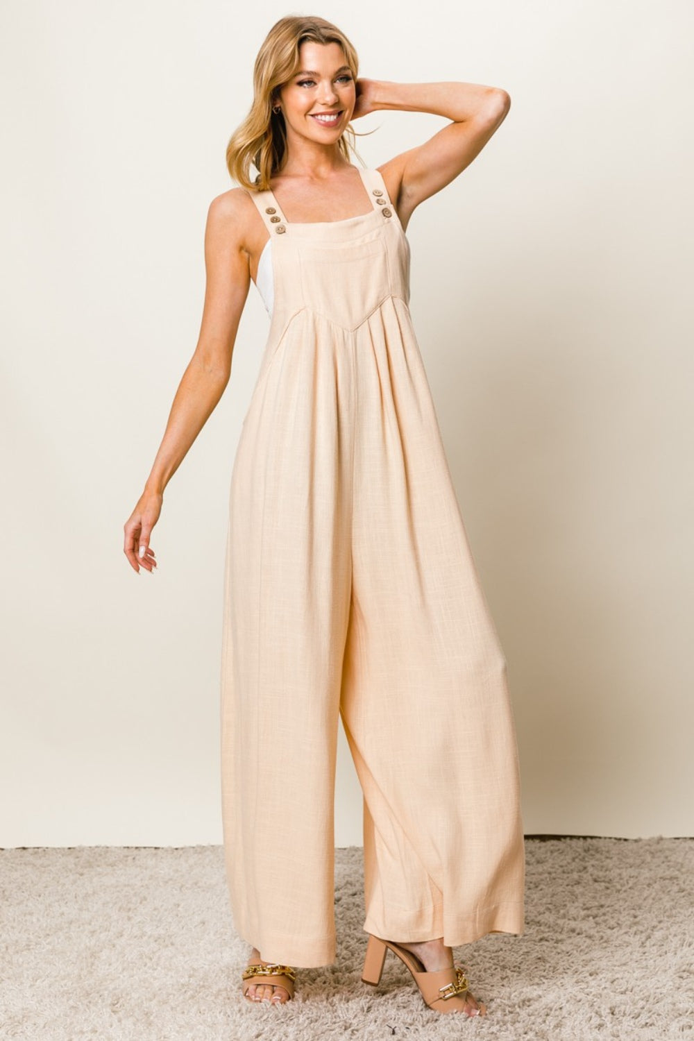 Cammie Texture Sleeveless Wide Leg Jumpsuit