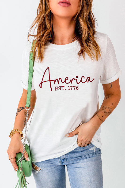 America Graphic Round Neck Short Sleeve T-Shirt