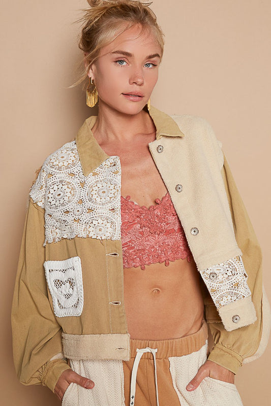 Suni Crochet Patch Exposed Seam Button Up Jacket