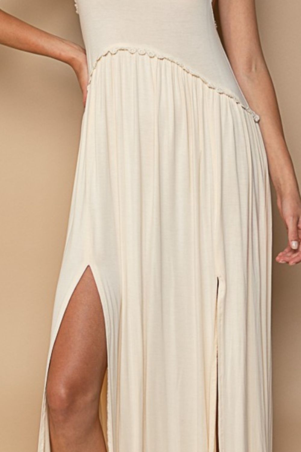 Aria Sleeveless Back Zipper Front Slit Maxi Dress