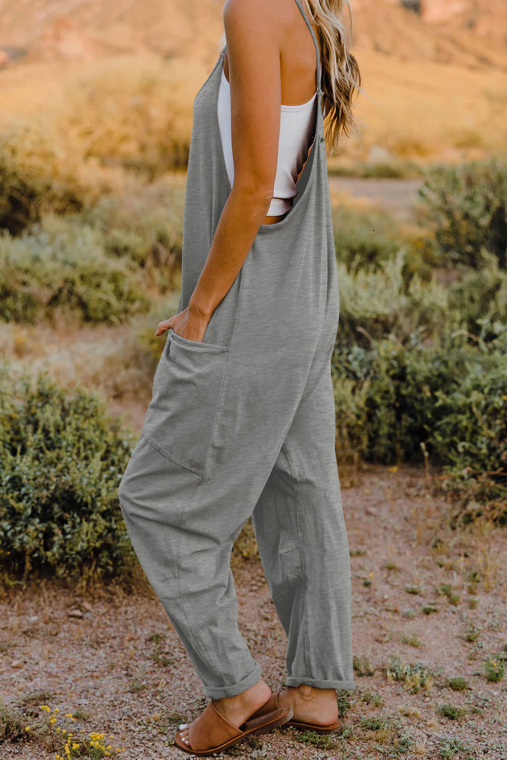 Sierra V-Neck Sleeveless Jumpsuit with Pockets