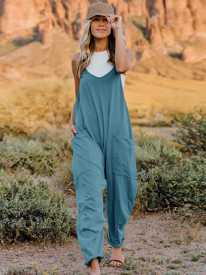 Sierra V-Neck Sleeveless Jumpsuit with Pockets